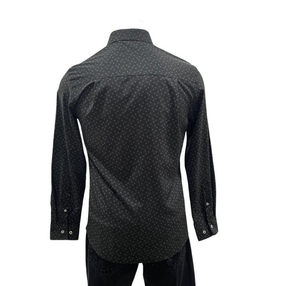 Nick Graham Black Dress Shirt Small Stretch Modern Fit Micro Print Long Sleeve - Picture 6 of 10